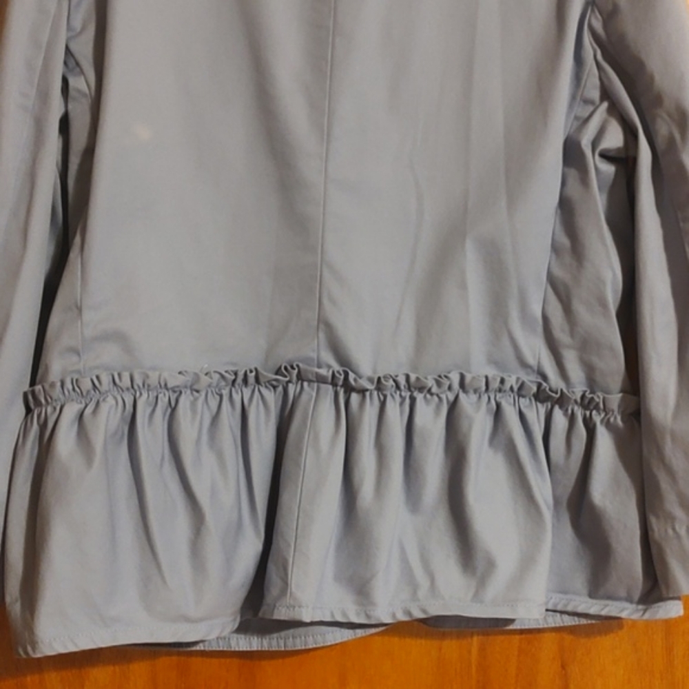 Talbots Peplum Jacket Pastel Blue Buttoned Stretch Ruffle 10 *Flaw, Please Read* - Picture 6 of 9